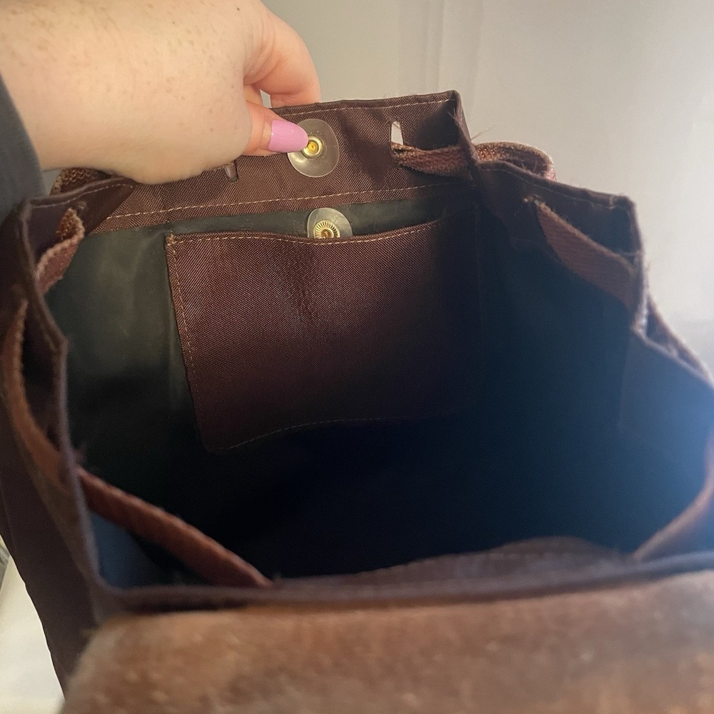 Longchamp Brown Nylon & Leather Backpack Tote - Picture 16 of 16